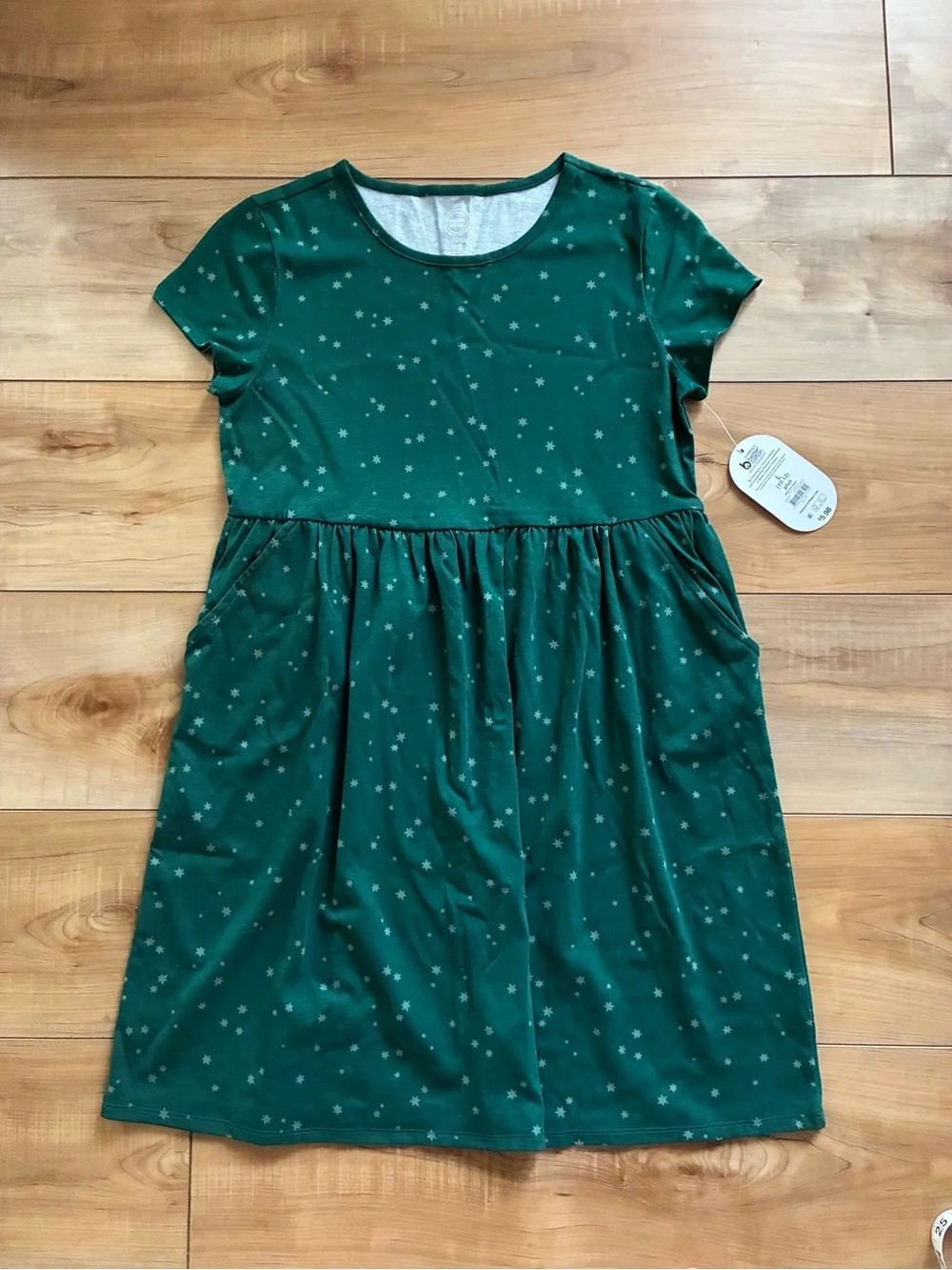 wonder nation Green Star Print Short Sleeve Pocket Dress